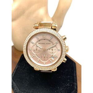 Michael Kors Womens Watch MK5896 Quartz Chronograph 39mm Rose Gold Steel Plastic